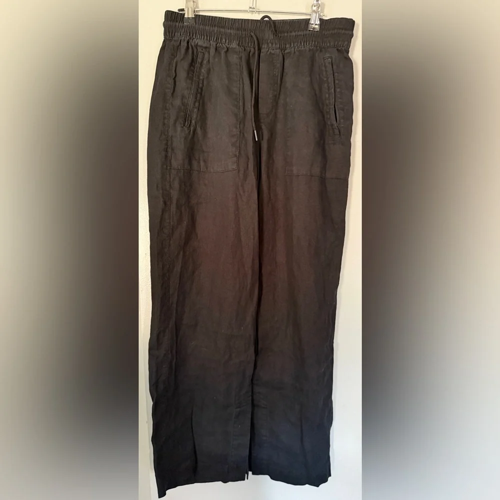 Athleta Cabo Linen Wide Leg Pants Women's Classic Black Wide-Leg Pants - Picture 2 of 6